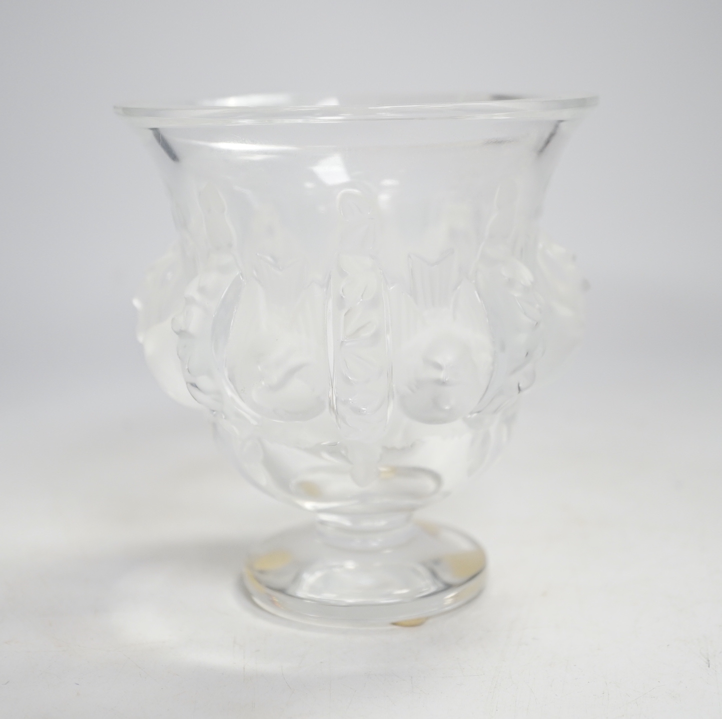 A Lalique glass vase, engraved on base, 12.5cm high